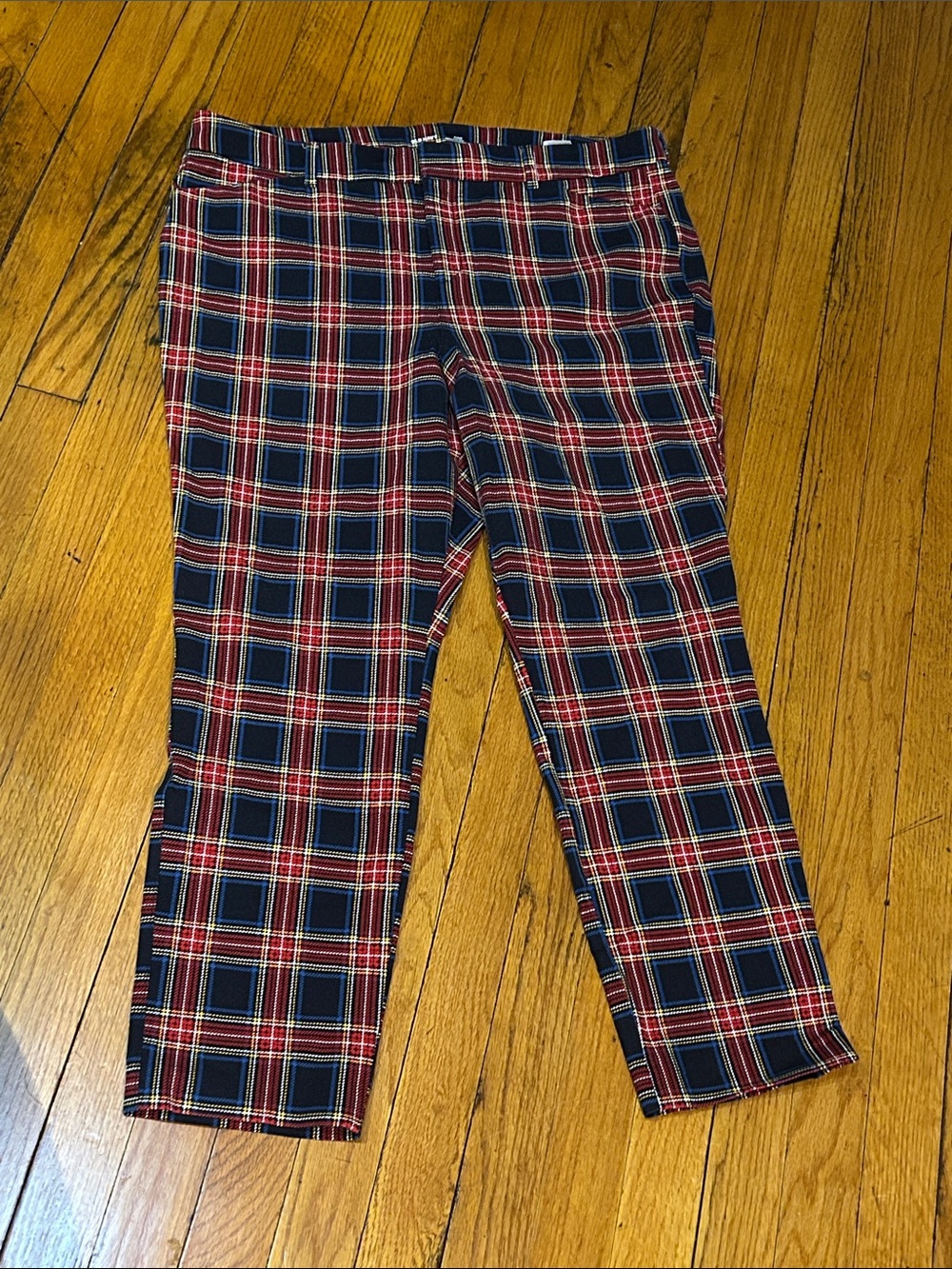 Women’s Plaid Stretch Pants - Red & Navy